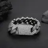 Cadena Cubana de Tres Filas con Diamantes Completos de 25 mm Hip-Hop Transfronterizo Europeo y Americano Joyería de Circonita Pulsera Personalizada de Alta Calidad para Hombre Personalización