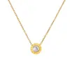 Collar Versátil Minimalista Estilo Coreano Ins con Colgante Redondo Incrustado de Pedrería con Números Romanos, Acero Inoxidable Chapado en Oro