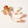 Set de Tres Piezas de Ágata Rosa Estilo Tíbet Accesorios Hechos a Mano DIY para Tejer Pulseras, Collares y Colgantes de Joyería