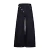 Jean de pierna recta con botones, solapa asimétrica, ropa urbana ligera, oso mágico, tendencia americana, pantalón de pierna ancha holgado