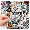 50 Pegatinas de Juego de Ajedrez Pegatinas Personalizadas Vintage Decorativas para Laptop Equipaje Pegatinas de Graffiti