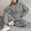 Outono e Inverno 2025 Roupas Europeias e Americanas Transfronteiriças Nova Moda Tricotado Jacquard Pulôver Jaqueta Calças Casual Conjunto de Duas Peças