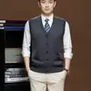 Chaleco de punto con cuello en V para hombre yingao, Cárdigan sin mangas con botones para hombre, Suéter de lana mezclada, Chaleco transfronterizo de otoño e invierno para hombres de mediana edad