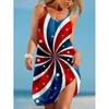 Vestido con tirantes estampado con bandera americana japonesa independiente para mujer europea y americana de Amazon Wish 2022