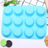 En stock, molde redondo de silicona con 12 agujeros para pasteles, molde para muffins de grado alimenticio, herramientas para hornear, bandeja para hornear de silicona DIY