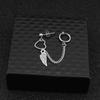 Lehua Qizi Huang Minghao Mismo Estilo Pendientes Corazón Ángel Doble Stud Cadena para Oreja Pendientes de Clip Venta al por Mayor No se Desvanecen En Stock