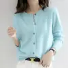 Cárdigan de Punto con Cuello Redondo Suéter Abrigo para Mujer Principios de Primavera Principios de Otoño Invierno Estilo Nuevo Manga Larga Holgado Estilo Coreano Lana Ropa Corta