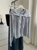Elegante conjunto de dos piezas de cárdigan de punto a rayas de mezcla de lana estilo coreano, cárdigan de punto fino para otoño/invierno 2026, prenda exterior fina