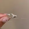 Anillo Abierto de Circonita Cola de Pez Degradada para Niñas, Anillo de Dedo Índice de Diseño Moderno y Simple, Anillo Nicho Exquisito y Versátil