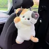 Nueva caja de pañuelos para coche con temática de gato, linda caja de pañuelos colgante de dibujos animados para respaldo de asiento de coche, bolsa colgante creativa de peluche