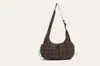 Otoño 2026 Bolso Nube Plisado Sencillo y Elegante Bolso Tote de Algodón Plumas de Gran Capacidad de Hombro Único y Cruzado a la Moda