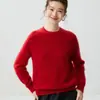 Suéter de tricô Kangbaolai com gola redonda para mulheres, fio espesso com padrão floral, malha de base de ajuste solto em estilo descontraído