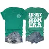Camiseta casual de manga corta con estampado de doble cara, estilo europeo y americano, para mi etapa de mamá voleibolista, versátil, cuello redondo, holgada