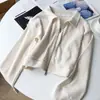 Chaqueta Corta de Algodón Waffe para Mujer Otoño Estilo Coreano Nuevo Diseño Holgado Doble Cremallera Superior Cardigan Casual de Moda