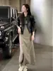 Conjunto de Otoño: un Conjunto Completo de Vestidos de Punto de Hombro Único de Gama Alta para Mujer en Otoño 2024 Nuevas Faldas Largas Ajustadas
