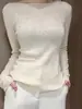 Camiseta de Punto de Uso Rudo con Adorno de Pedrería para Mujer, Diseño Suave Estilo Francés de Primavera, Corte Ajustado, Elegante Top Interior para Figuras Pequeñas