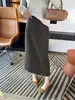 ¡Elegancia sin esfuerzo!~Falda de seda y lana con estampado de leopardo para mujer, estilo otoño, de cintura alta, longitud media, ajustada al cuerpo