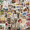 53 Folhas Desenho Animado Arte Pintura Ins Adesivos Decoração Diário DIY Capa de Celular Copo de Água PVC Impermeável Adesivos Retrô