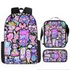 Mochila Transfronteriza Nueva Llorido Nocturno de Navidad Halloween Mochila de Poliéster Mochila de Estudiante Bolso Bandolera Set de Tres Piezas