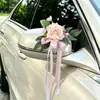 Flores artificiales de rosa para espejo retrovisor de coche de bodas, decoración de cinta para convoy de bodas, flores para coche en rosa champán, morado taro y borgoña