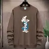 Suéter Masculino Novo de Primavera e Outono Tecido Composto Pulôver Gola Redonda Solto Plus Size Esportivo Casual Estilo Pesado