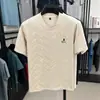 Nueva Camiseta de Verano para Hombre Cuello Redondo Manga Corta Holgada Jacquard Bordado Exquisito Simple Moda Casual Camiseta de Manga Corta para Hombre