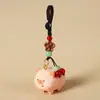 Novo Porquinho de Madeira Esculpida Chaveiro de Carro Pingente Artesanal de Madeira Corrente para Pendurar na Mochila Presente Delicado para Menina