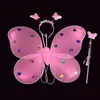 Set de Tres Piezas de Alas de Mariposa Brillantes para Disfraz de Performance de Baile Infantil Accesorios Regalo para Niña Varita Mágica Hada de las Flores