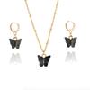 Wish Ventas Calientes Transfronterizas Joyería Creativa Personalizada Juego de 2 Piezas Moda Color Acrílico Mariposa Aretes Collar Traje