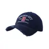 Boné de Baseball Tendência Retro Desgastado Estilo Coreano para Mulheres com Bordado de Letra, Chapéu Desgastado de Topo Macio Que Faz o Rosto Parecer Menor, Boné de Bico