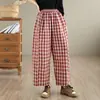 Foto real de los nuevos pantalones casuales de cuadros de doble cara para otoño, versátiles, cómodos, de corte holgado, adelgazantes, ligeros, transpirables y rejuvenecedores