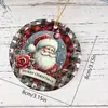 Decoração de Árvore de Natal Nova Transfronteiriça Pingente Acrílico Plano Redondo Pingente de Decoração de Boneco de Neve de Natal