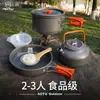 Juego de Tetera para Exteriores Olla con Juego de Vajilla Combinación de Olla Alúmina Portátil Camping Juego de Olla Tetera
