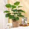Planta Artificial en Maceta de Hojas de Monstera para Decoración de Sala de Estar Interior, 18 Cabezas de Palma Areca Dripping Guanyin de Escritorio Planta Verde Falsa