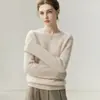 Suéter 100% cachemira pura para mujer, cuello redondo, corte holgado, versátil, diseño minimalista, con un tacto suave y cómodo, de manga larga, estilo pull-over, perfecto como capa base