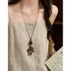 Collar Maillard Otoño e Invierno Piedra Ojo de Tigre Acero de Titanio para Mujer Diseño Coreano de Nicho Cadena Larga para Sudadera Accesorios Versátil Nuevo Estilo