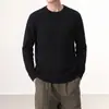 Suéter de Punto OT para Hombre Estilo Old Money Cuello Redondo Manga Larga, Top de Modal para el Trabajo para Hombre, Suéter Liso para Hombre con Textura