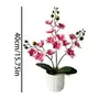 Maceta estilo nórdico con borde blanco con 14 orquídeas Phalaenopsis artificiales, adecuada para decoración de mesa de hotel y restaurante, adorno pequeño de bonsái artificial realista