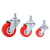 Rueda Universal Silenciosa de Goma con Rueda de PVC, Varilla Roscada Silenciosa Ligera Roja, Rodamiento Doble, Rueda Direccional, Rueda para Muebles