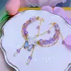 Novo Bracelete de Ametista Estilo Chinês com Cores Contrastantes, Luxo Leve, Nicho e Exquisito Bracelete de Fada, Presente para Melhor Amiga, Bracelete Flor de Glicínia