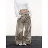 Pantalones vaqueros largos casuales de pierna ancha, corte recto, ajuste holgado, adelgazantes, unisex, otoño, estampado de leopardo retro moderno, transfronterizos, estilo americano