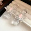 Brincos de Tarraxa com Flor de Madeira e Resina Agulha de Prata Europeus e Americanos Transfronteiriços Brincos da Moda com Toque de Luxo Leve Joias de Orelha Simples Versáteis para Mulheres