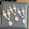 Collar Popular Transfronterizo de Zirconia Gota de Agua, Joyería de Lujo Ligero de Nicho Completamente Incrustada en Diamantes para Mujer, Accesorios de Joyería de Diseño de Alta Gama