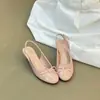 Primer Encuentro con Tacones de Aguja Finos de Temporada, Sandalias Cerradas Color Rosa Nude, Zapatos de Hada, Zapatos Elegantes de Primavera y Verano 2026