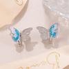 Pendientes de Mariposa de Diamante Roto de Cristal de Hielo de Hada Súper para Mujer Perla Nicho Alto Gama Joker Temperamento Lujo Ligero Pendientes de Hielo Venta al por Mayor