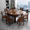 Mesa de Comedor de Madera Maciza Mesa de Comedor Retráctil Plegable Simple Moderna China para 10 Personas
