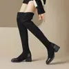 Botas Ante Botas Largas Medias Gruesas Elásticas Hasta la Rodilla Botas Delgadas Nuevo 4333 Tacones Altos Comercio Exterior Sin Botas Bailarina de Barra Mujer