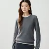 Suéter de Tricô Baicai Rong Cashmere Feminino Novo Estilo Outono/Inverno Gola Alta com Borda Enrolada Gola Redonda Solto Emagrecedor Camada Base