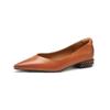 Zapatos Planos Rojos Retro Franceses de Punta Fina, Nuevos Zapatos Individuales Elegantes de Cuero Genuino de Piel de Oveja Poco Profundos para Mujer, Zapatos de Tacón Grueso para Commuter