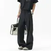 Marca de moda americana pantalones de traje rectos plisados marca limpia para hombre retro calle sueltos caída suelta sensación de holgura casual pantalones largos